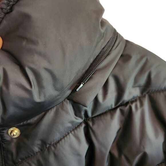 PRESTON and York Black Long Puffer Coat with Faux Fur Hood Plus Size 1X - Picture 4 of 6